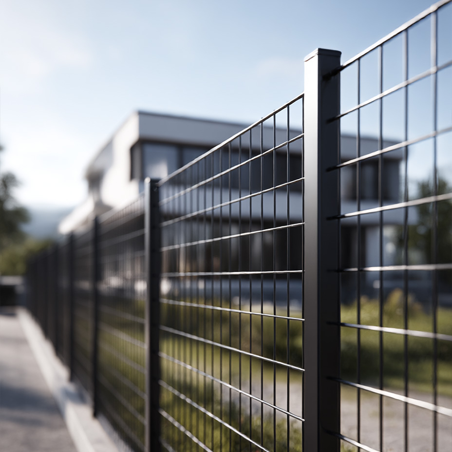 Detal ogrodzenia przy nowoczesnym ogrodzie