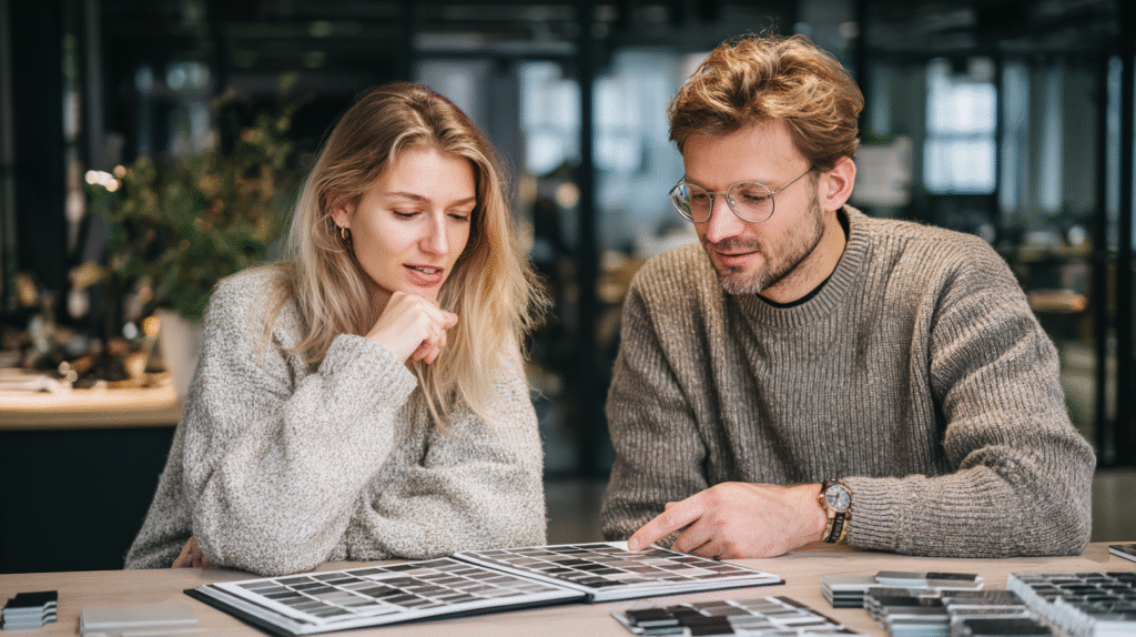 Lyvie abc 41146 two people sitting at a table looking through 77ae7b04 fc77 412f a756 66d487d8dbc1 1
