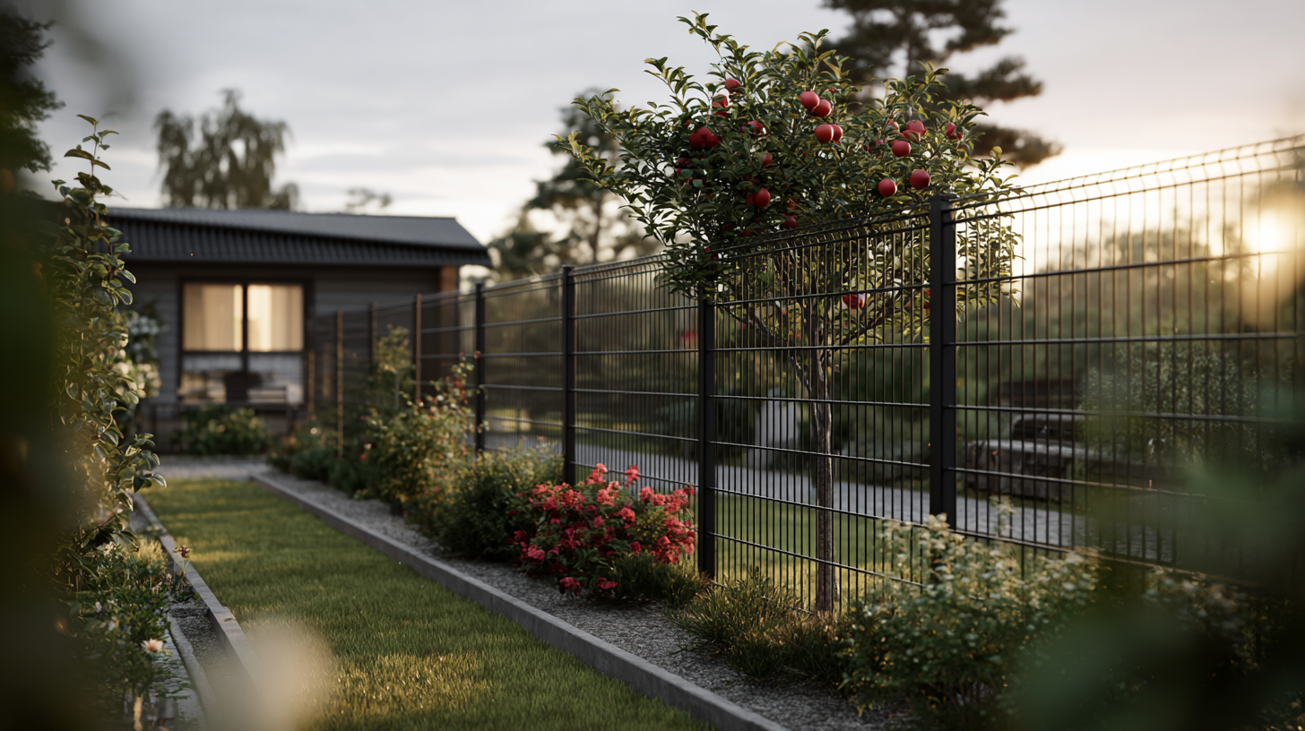 Ogrodzenie panelowe na tle nowoczesnego ogrodu