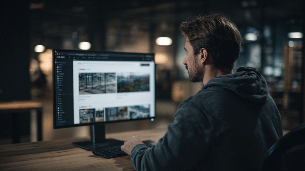 Lyvie abc 41146 person sitting at a modern desk using a compu 5e3d30fc e913 49ae 8494 a0bb86c132fe 1