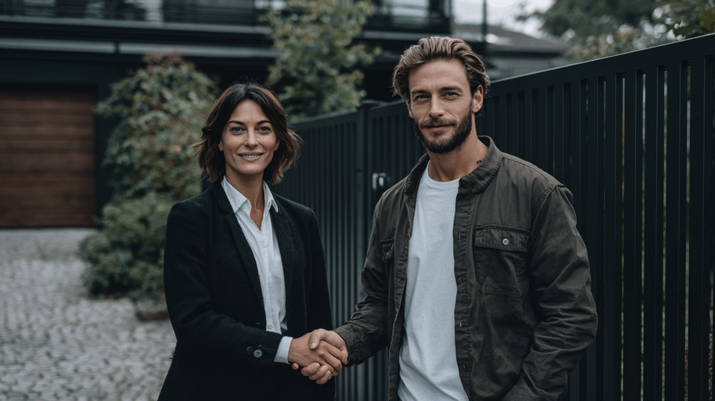 Lyvie abc 41146 two people standing by a modern palisade fenc f4e9d903 d8cc 4d5d 874d 71ebb828568d 0